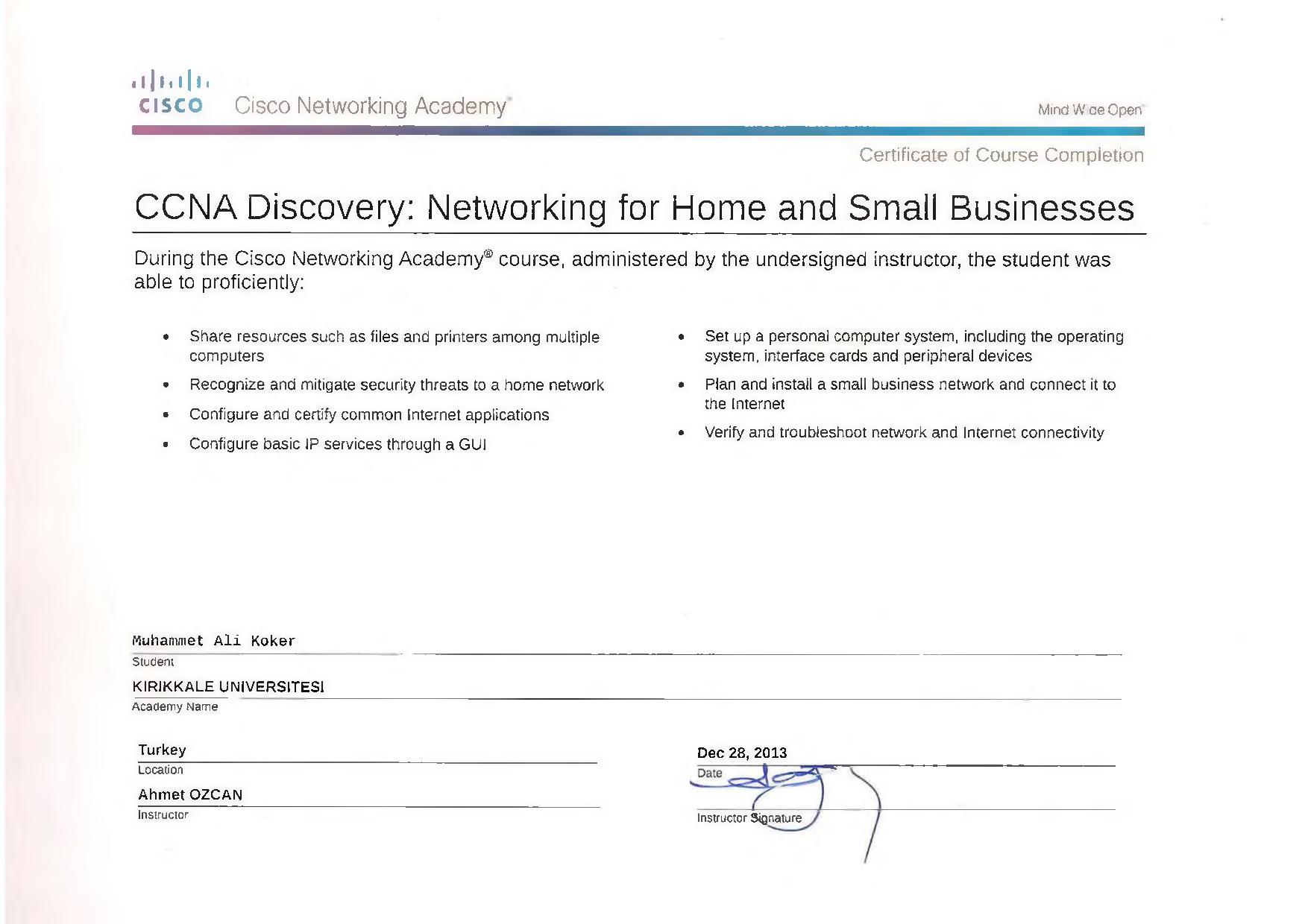 ccna1.jpg - Cisco, CCNA 1: Networking for Home and Small Business - Yük. Müh. Muhammet Ali Köker