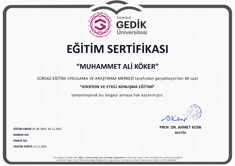 diksiyon-universite-sertifika.png - Tecrübe Akademi: Diksiyon ve Etkili İletişim - Yük. Müh. Muhammet Ali Köker