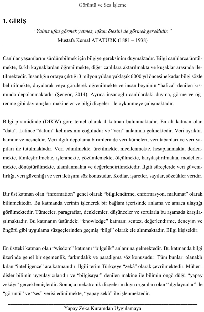 onsoz.jpg - Yapay Zeka Kuramdan Uygulamaya (Kitap Bölümü) - Yük. Müh. Muhammet Ali Köker